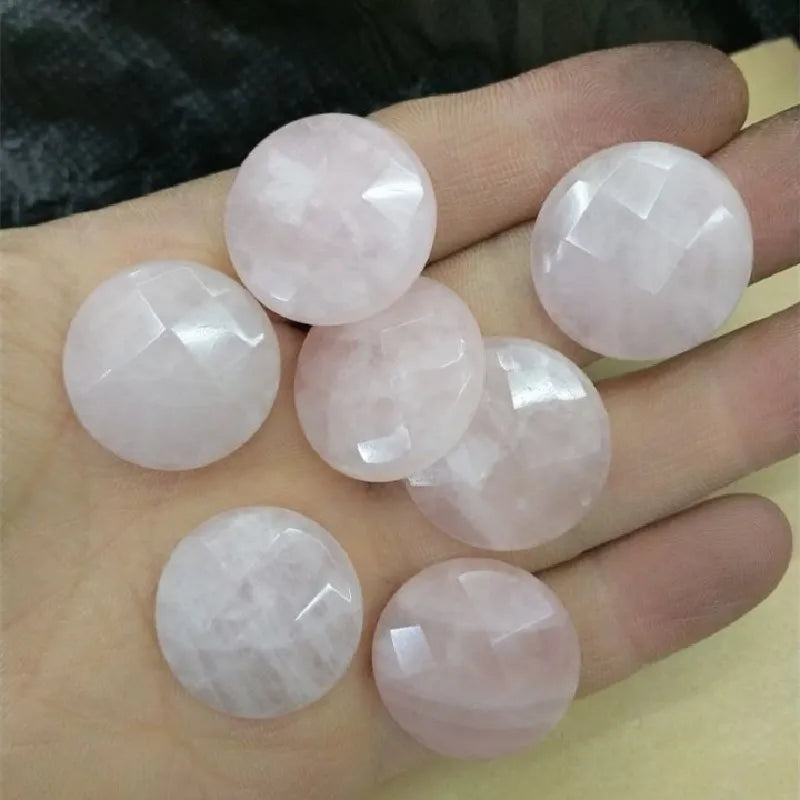 4PCS Rose Quartz Stone Beads Cabochons Round Shape Size16MM 25MM