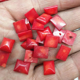4PCS Red Coral Cabochons 8x10MM Rectangle Shape