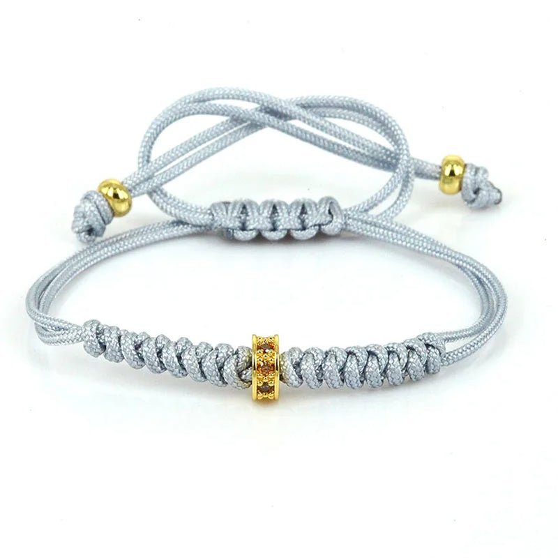 4PCS Macrame Braided Bracelets Grey CZ Anil Arjandas Weave Bracelets