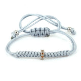 4PCS Macrame Braided Bracelets Grey CZ Anil Arjandas Weave Bracelets