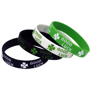 4PCS Clover Good Luck Silicone Wristband Green Bracelets SH167