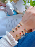 4PCS Adjustable Copper Zircon Charm Bracelets Plated Bangles Wedding Jewelry