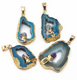 4PCS Geode Agates Slice Druzy Crystal Pendant Amethysts Point Stone Jewelry