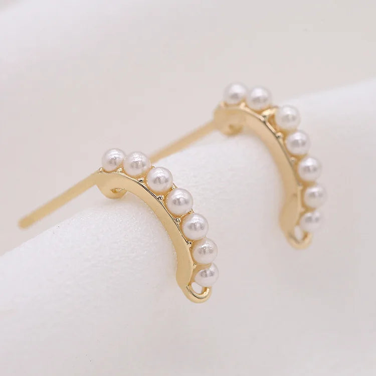 4PCS 14K Plated Pearl Earring Hooks for DIY Earrings