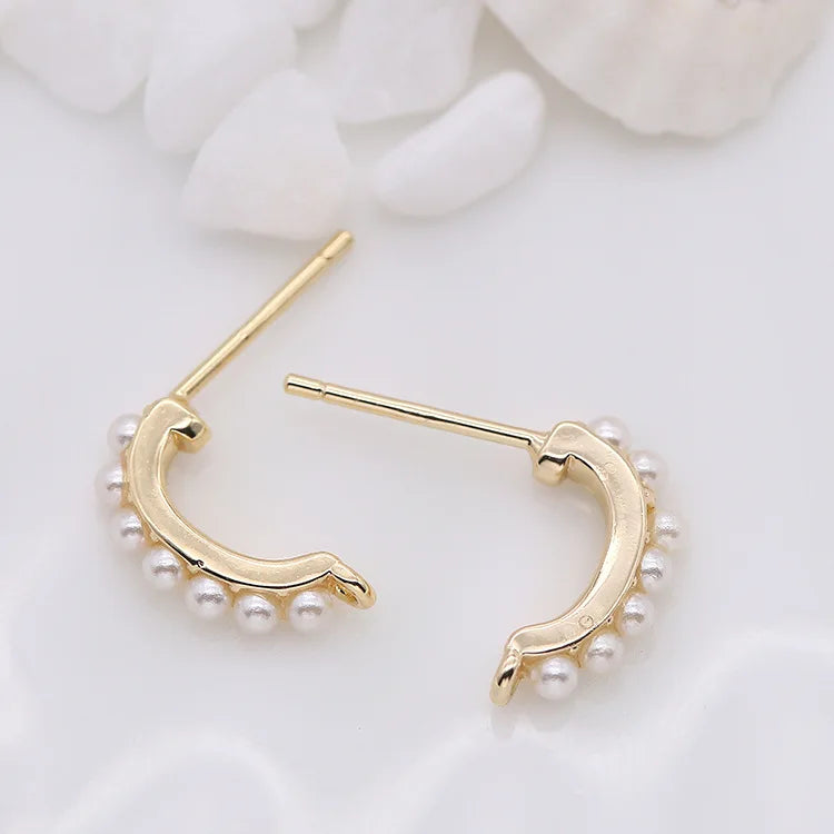 4PCS 14K Plated Pearl Earring Hooks for DIY Earrings