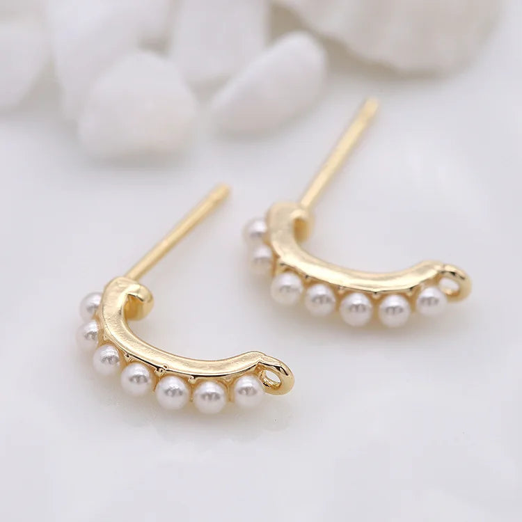 4PCS 14K Plated Pearl Earring Hooks for DIY Earrings