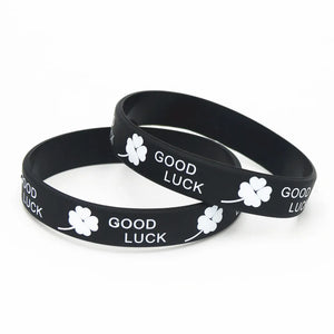 4PCS Sports Clover Good Luck Silicone Wristband Green Leaves Rubber Bracelets