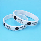 4PCS Sports Clover Good Luck Silicone Wristband Green Leaves Rubber Bracelets