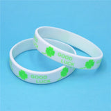 4PCS Sports Clover Good Luck Silicone Wristband Green Leaves Rubber Bracelets