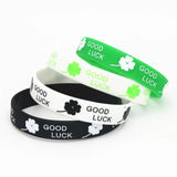 4PCS Sports Clover Good Luck Silicone Wristband Green Leaves Rubber Bracelets