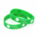4PCS Sports Clover Good Luck Silicone Wristband Green Leaves Rubber Bracelets