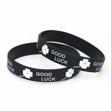 4PCS Sports Clover Good Luck Silicone Wristband Green Leaves Rubber Bracelets