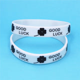 4PCS Sports Clover Good Luck Silicone Wristband Green Leaves Rubber Bracelets