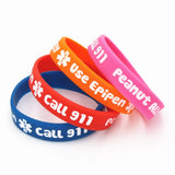 4PCS Peanut Allergy Call 911 Wristband for Kids
