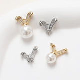 4PCS Rabbit Charms Pearls for Jewelry Making 12*14mm