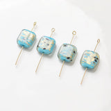 4PCS Rectangular Glass Foil Beads Charms for DIY Jewelry Making 13*14mm