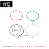 Boho Multilayer Anklet Set Mixed Star Moon Cactus Lock Pendant