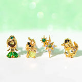 925 Silver Needle Colorful Zircon Stud Earrings for Women Girls - Set of 4