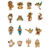 925 Silver Needles Colorful Zircon Stud Earrings For Women Jewelry