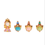 925 Silver Needles Colorful Zircon Stud Earrings For Women Jewelry