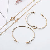4PCS/Set Leaf Knot Adjustable Open Bangle Chain Jewelry Bracelets