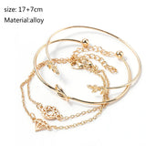 4PCS/Set Leaf Knot Adjustable Open Bangle Chain Jewelry Bracelets