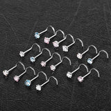 4PCS Surgical Steel Heart Nose Ring Set L Shape Square Nose Studs Bulk Piercing