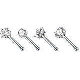 4PCS Surgical Steel Heart Nose Ring Set L Shape Square Nose Studs Bulk Piercing