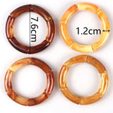 Swirl Resin Bamboo Bracelet Set Rectangle Bar Beaded Handmake