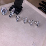 4PCS Rhinestone Acrylic Open Finger Rings Crystal Cuff Jewelry