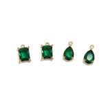 4PCS Stainless Steel Birthstone Crystal Charms Clear Green Glass Pendants