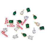 4PCS Stainless Steel Birthstone Crystal Charms Clear Green Glass Pendants