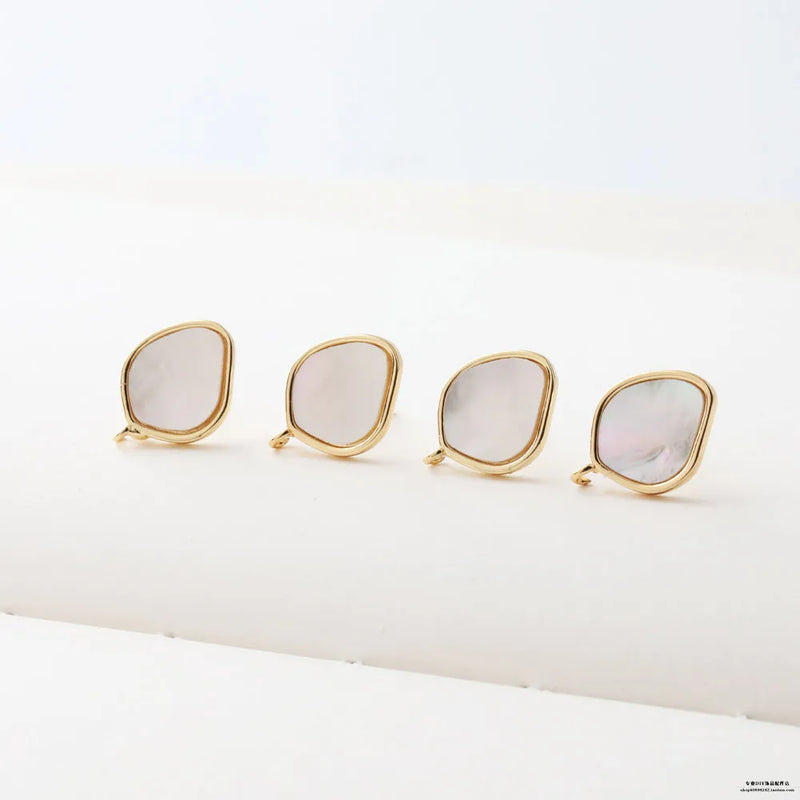 4PCS Shell Ear Studs Diy Earrings Charms 12*16mm