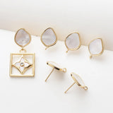 4PCS Shell Ear Studs Diy Earrings Charms 12*16mm