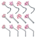4PCS Heart Nose Ring Stud Pack Real Star L-Shaped Piercing Set