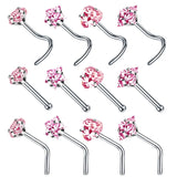 4PCS Surgical Steel Nose Ring Stud Set Heart Star Square L Shape Piercing