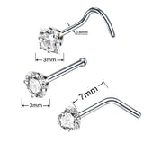 4PCS Surgical Steel Nose Ring Stud Set Heart Star Square L Shape Piercing