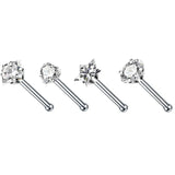 4PCS Surgical Steel Nose Ring Stud Set Heart Star Square L Shape Piercing