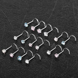 4PCS Surgical Steel Nose Ring Stud Set Heart Star Square L Shape Piercing
