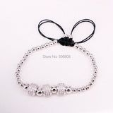 Braided Macrame CZ Paved Round Beads Bracelets
