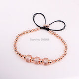Braided Macrame CZ Paved Round Beads Bracelets