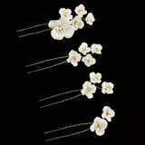 4PCS Flower Hair Pins Wedding Hair Jewelry Bridal Tiara Head Ornament
