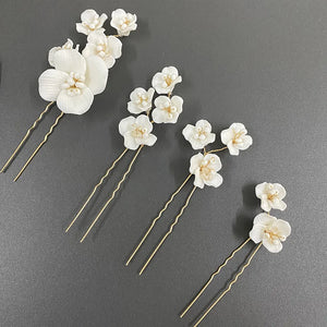 4PCS Flower Hair Pins Wedding Hair Jewelry Bridal Tiara Head Ornament