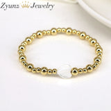 4PCS Shell Heart Star Cross Charm Bracelet Beaded Bracelets for Women