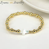 4PCS Shell Heart Star Cross Charm Bracelet Beaded Bracelets for Women