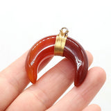 4PCS Agate Multicolor Moon Shape Pendant for Jewelry Making Necklace Healing