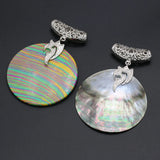 4PCS Turquoise Shell Round Pendant for DIY Jewelry Making