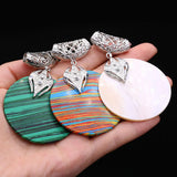 4PCS Turquoise Shell Round Pendant for DIY Jewelry Making