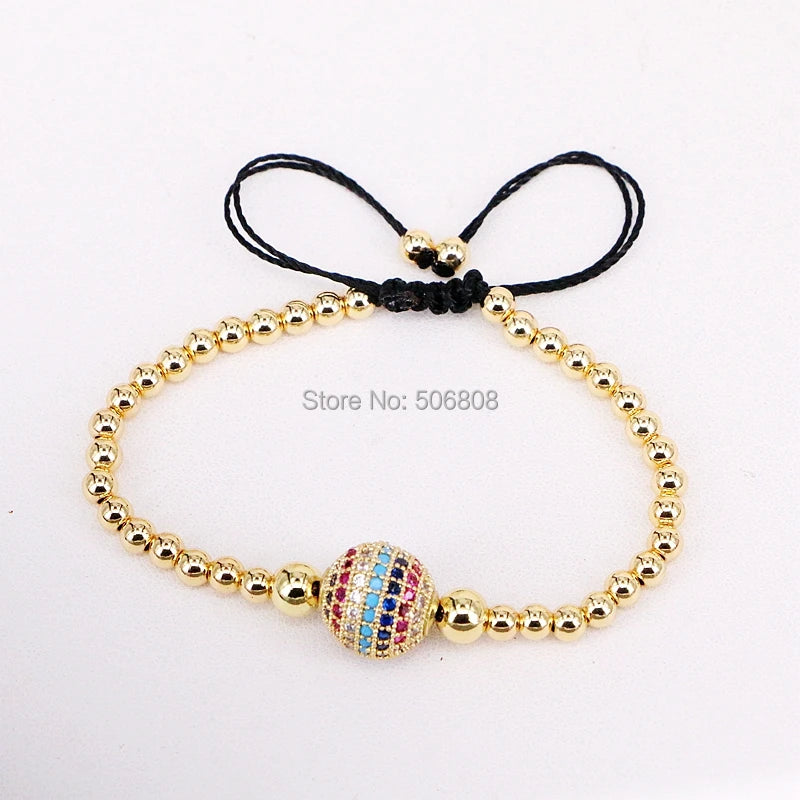 Micro Pave CZ & Beads Macrame Bracelet for Men Women