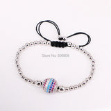 Micro Pave CZ & Beads Macrame Bracelet for Men Women